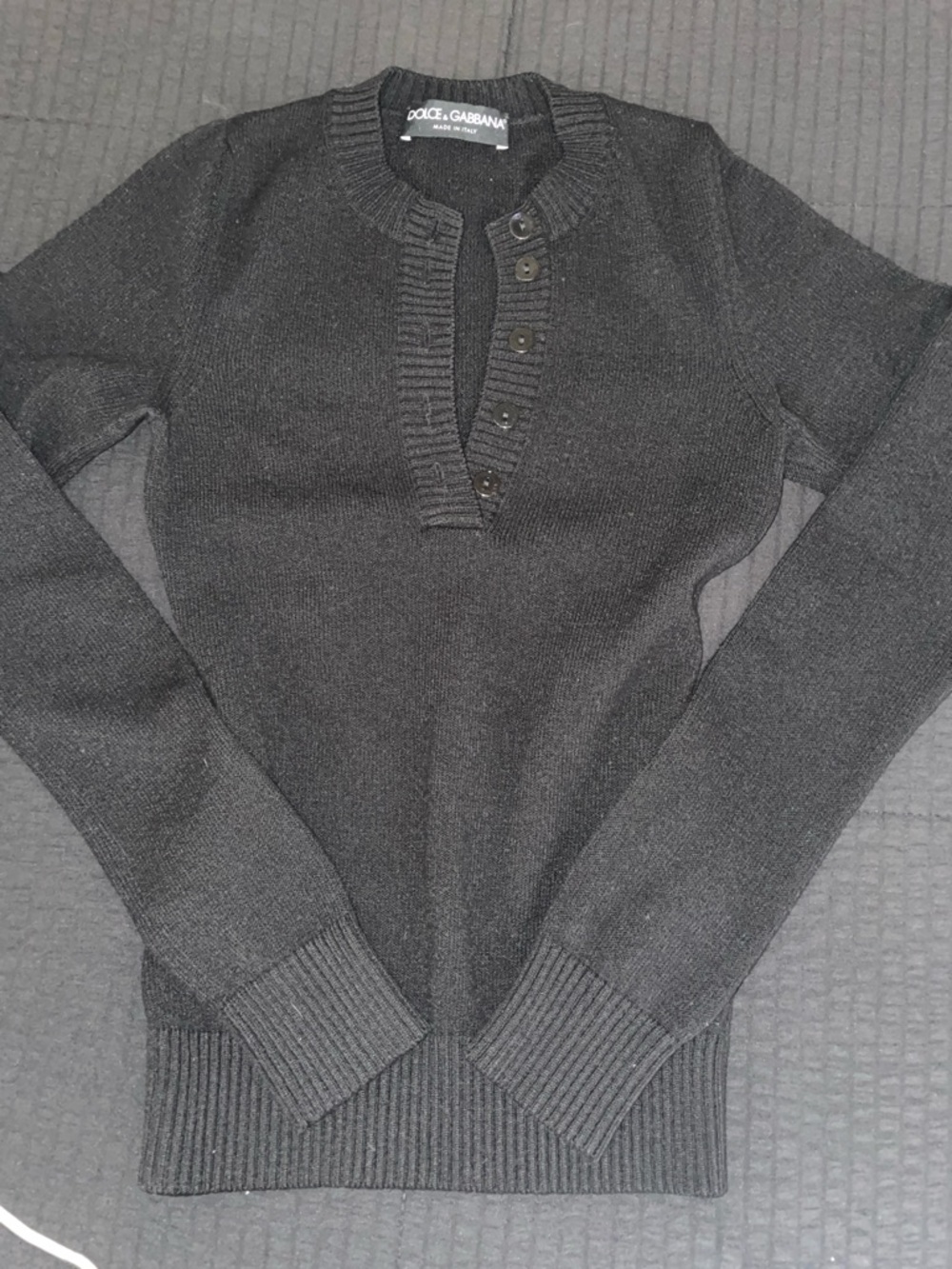 Dolce & Gabbana Black Ribbed-Button Sweater